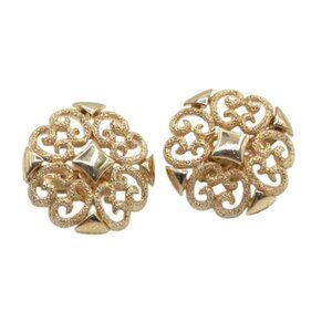 Avon Gold-Tone Filigree Clip-On Earrings Vintage Design